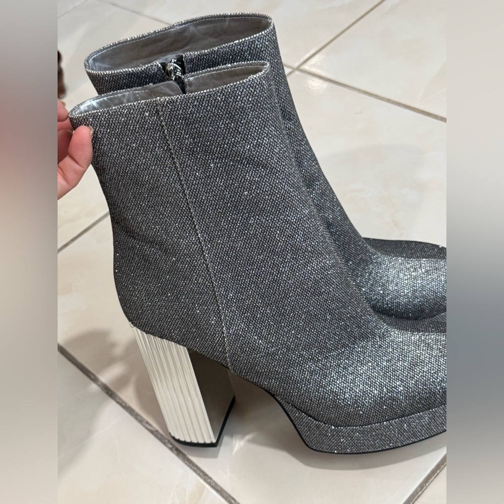 Michael Kors Shimmering Silver Heeled Boots - Picture 4 of 7